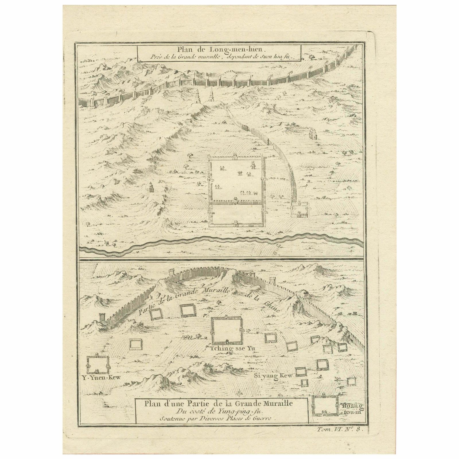1749 Jacques Nicolas Bellin Map Of The Great Wall Of China Near Kiang Nan Fu