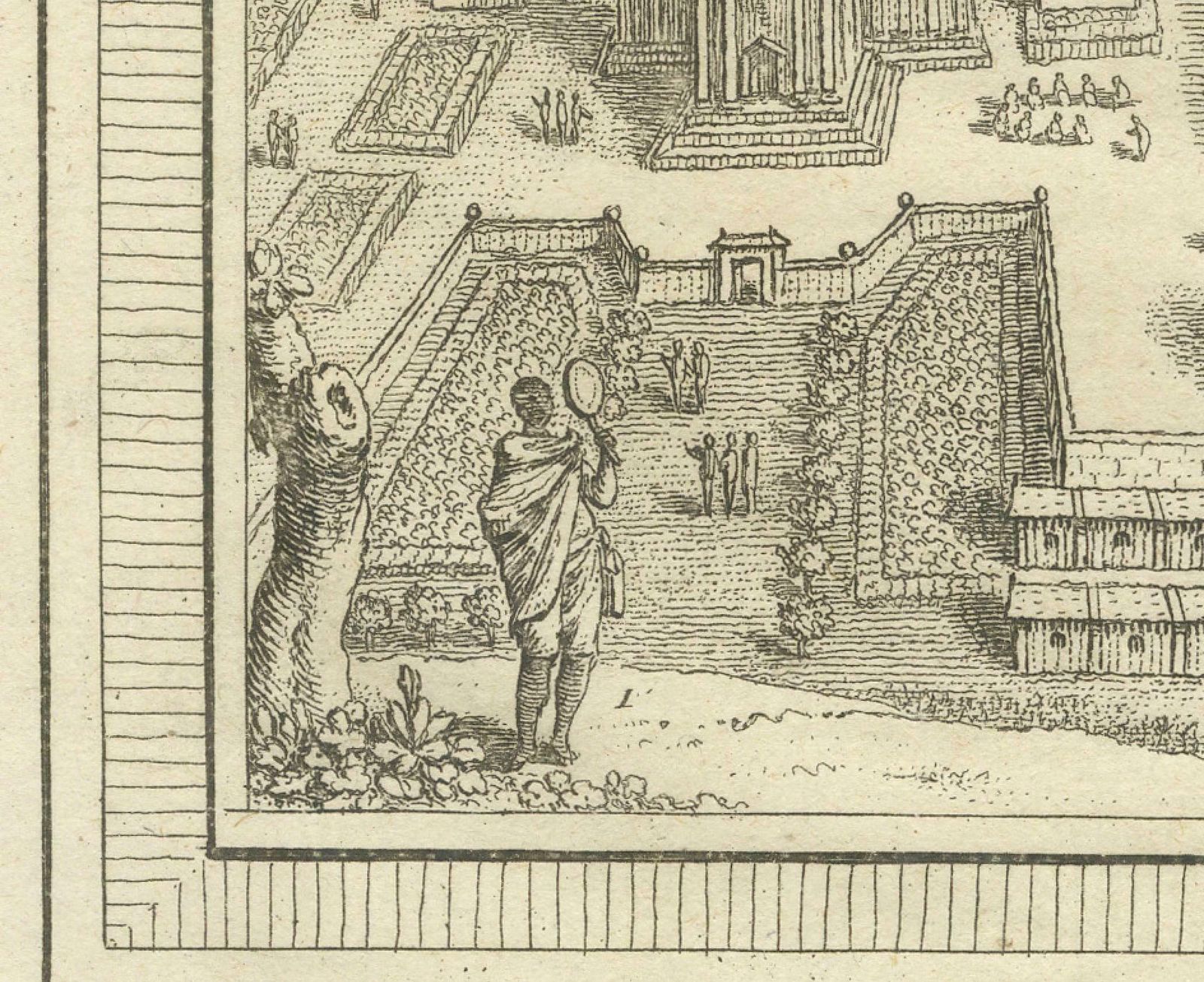 Engraving Of Thai Buddhist Temple And Monastery In Ayutthaya, Siam, 1751 photo furniture