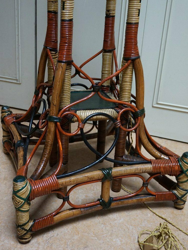 2740.0 Art Nouveau Rattan Wicker Floor Lamp, 1890s photo