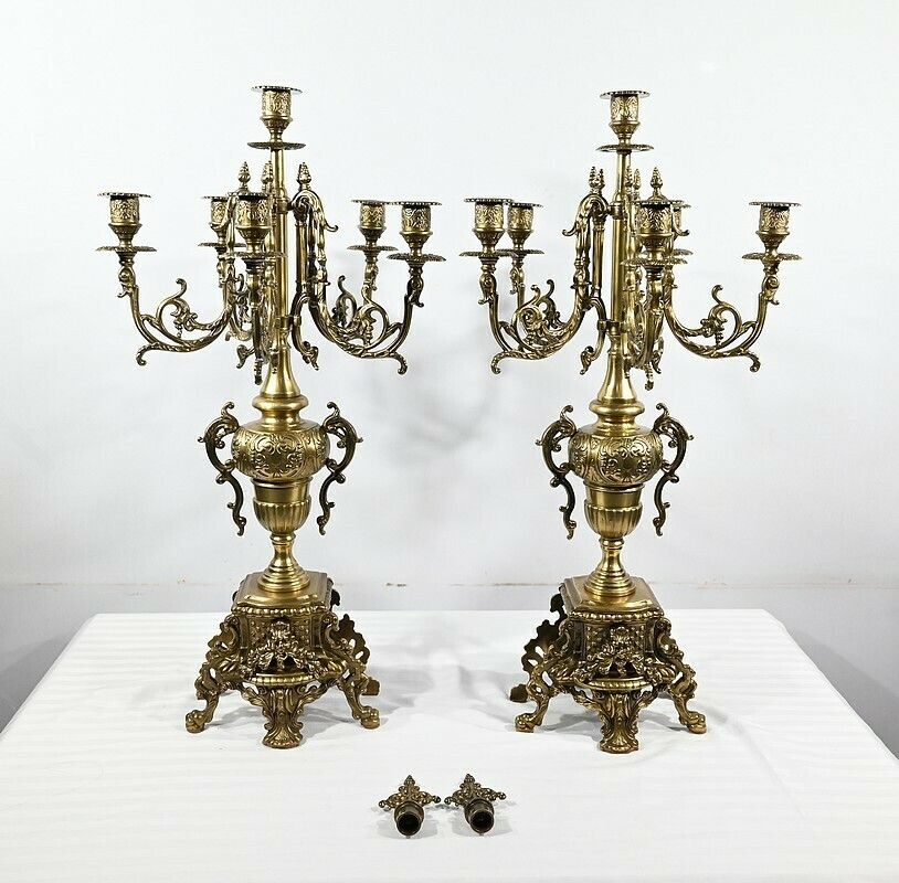 Pair Of Important Gilt Bronze Candelabra, Louis XIV Style – Early 19th Century photo furniture