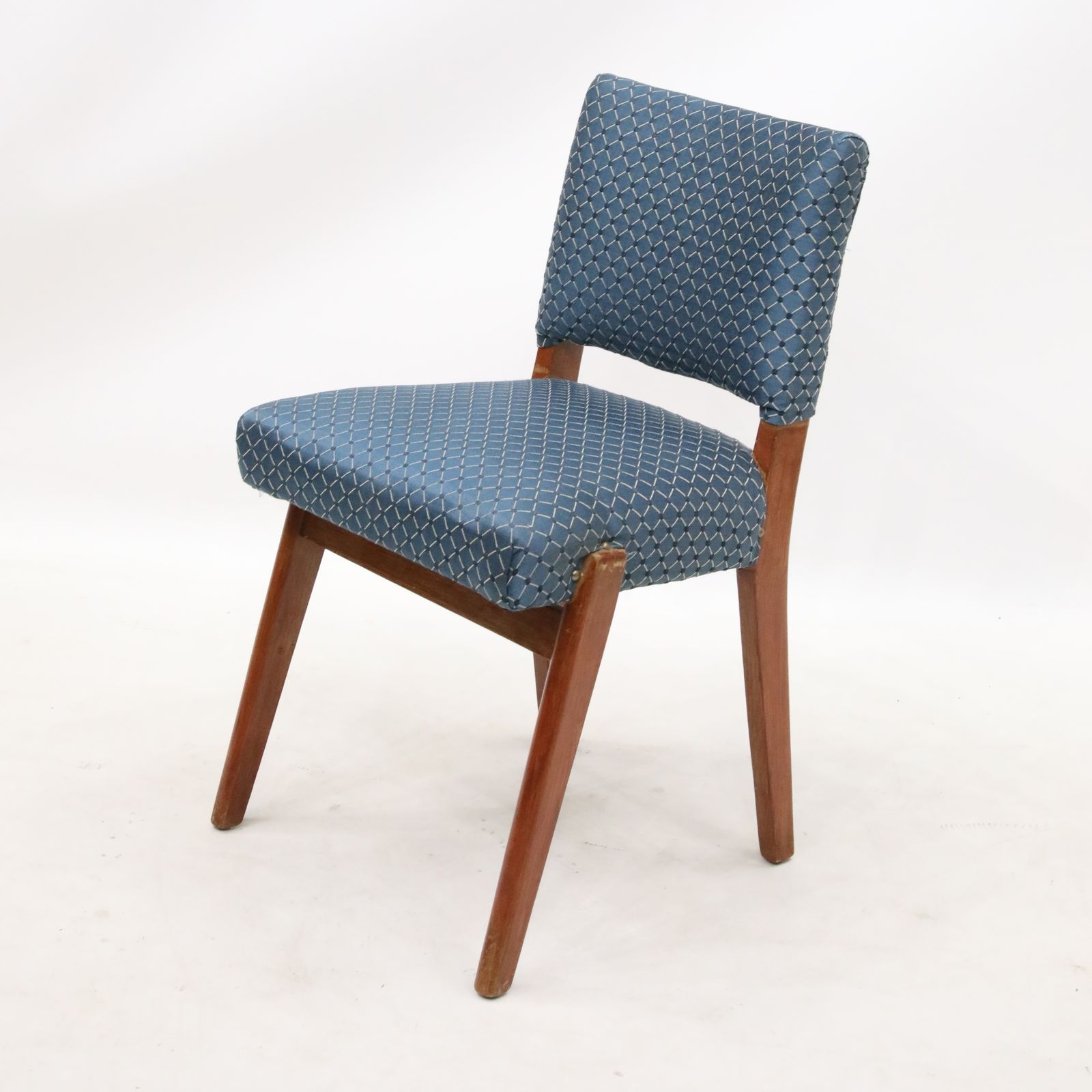 3 Retro Teak Chairs Blue/Teal Upholstery Scandinavian Style Free Uk Delivery photo Furniture