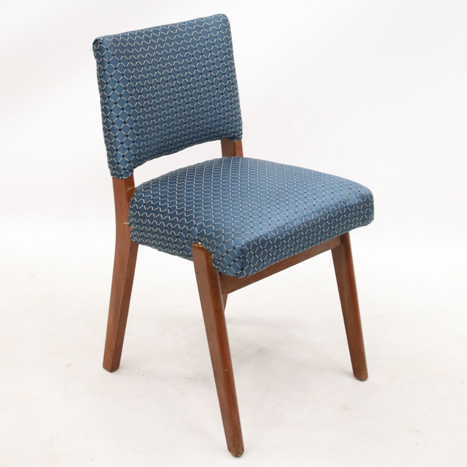 photo vintage 3 Retro Teak Chairs Blue/Teal Upholstery Scandinavian Style Free Uk Delivery