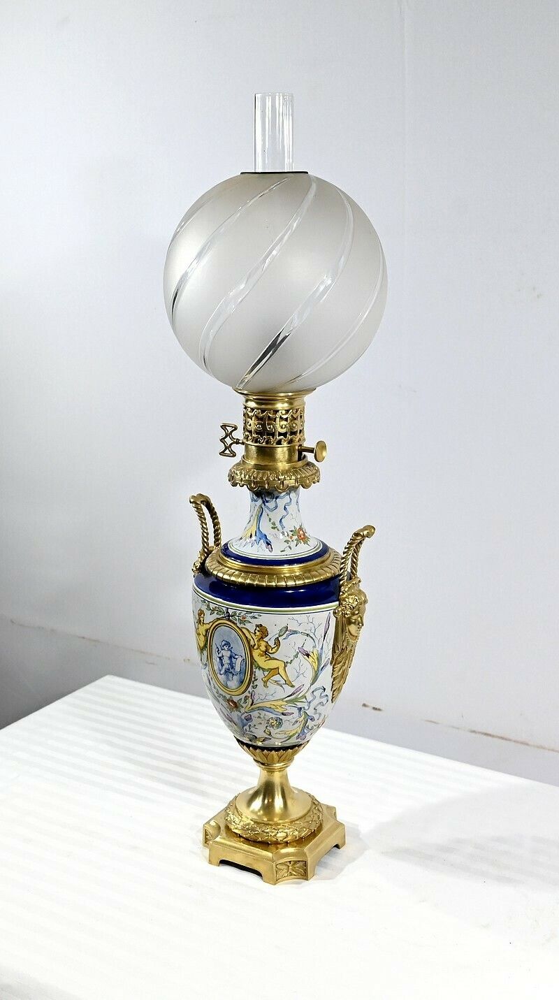 Earthenware Oil Lamp, Napoleon III Period – Mid 19th Century photo for sale