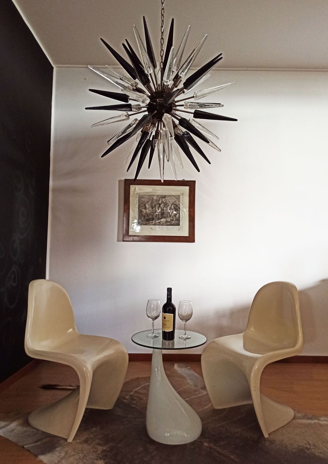 Exceptional Murano Trasparent And Black Glass Sputnik Chandelier   51 Glasses photo buy