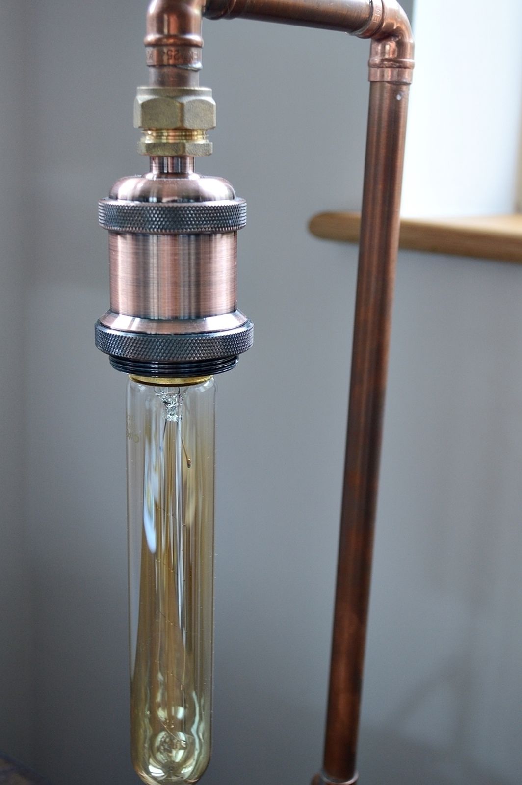 Industrial Polished Copper Table Lamp, Vintage, Farmhouse, Country, Industrial, Handmade, Contemporary photo furniture