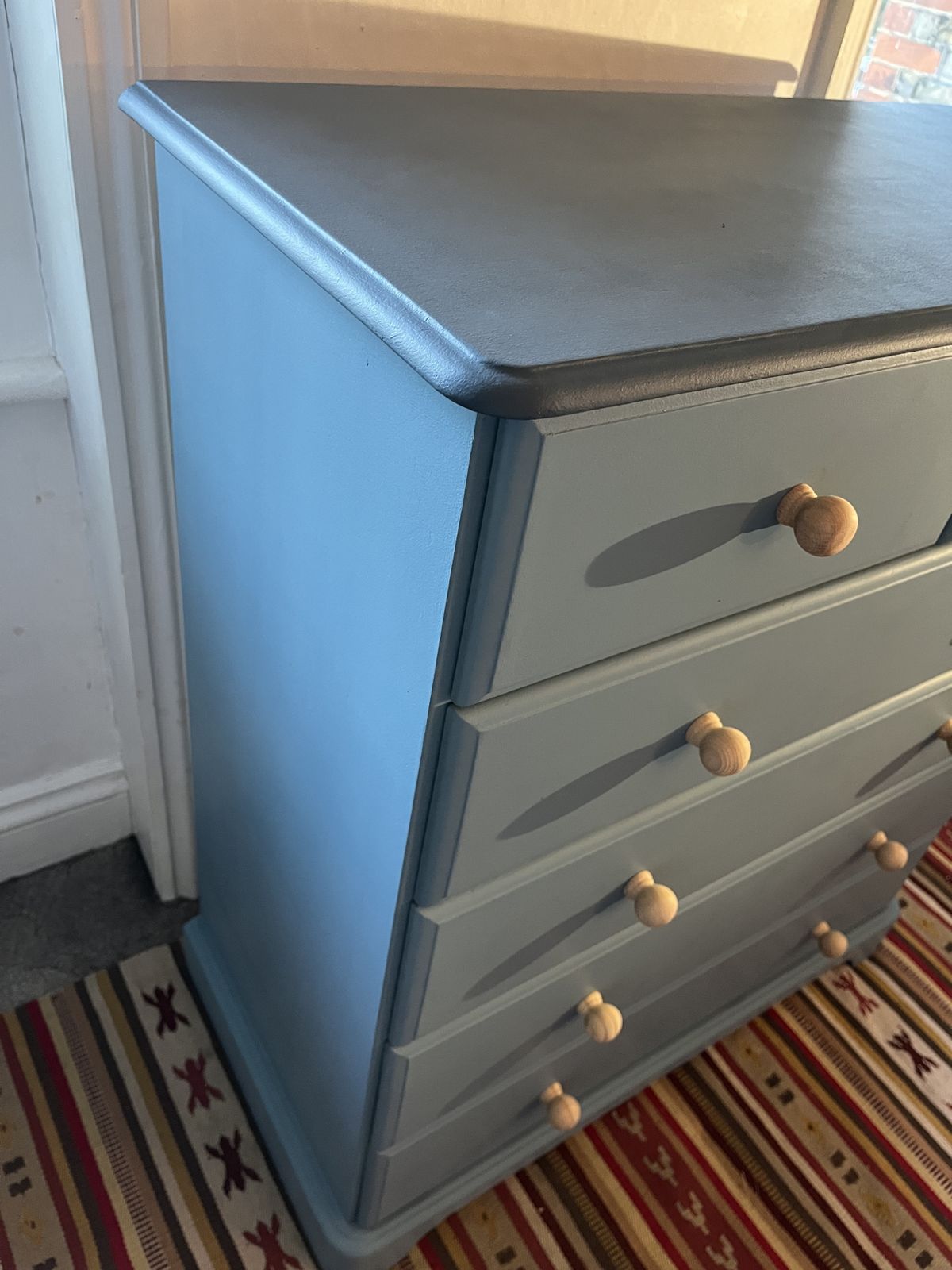 Upcycled Two Tone Blue Chest Of Drawers photo buy