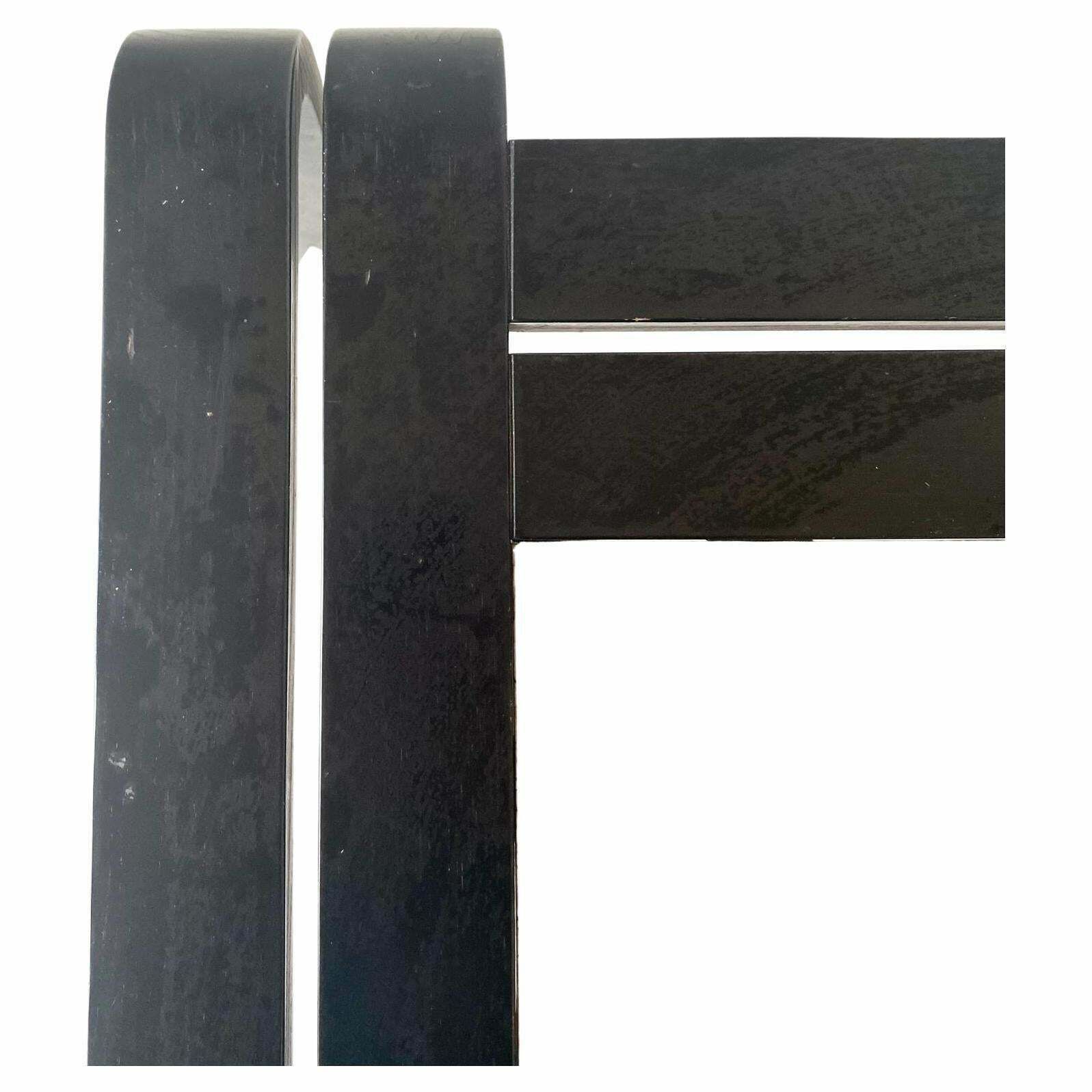 1980s Italian Modern Granite And Curved Wood Black Frame Coffee Table photo buy