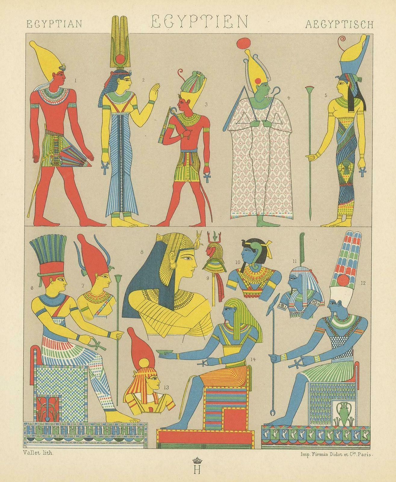 Antique Print Of Ancient Egyptian Costumes By Racinet, 1888 photo Art