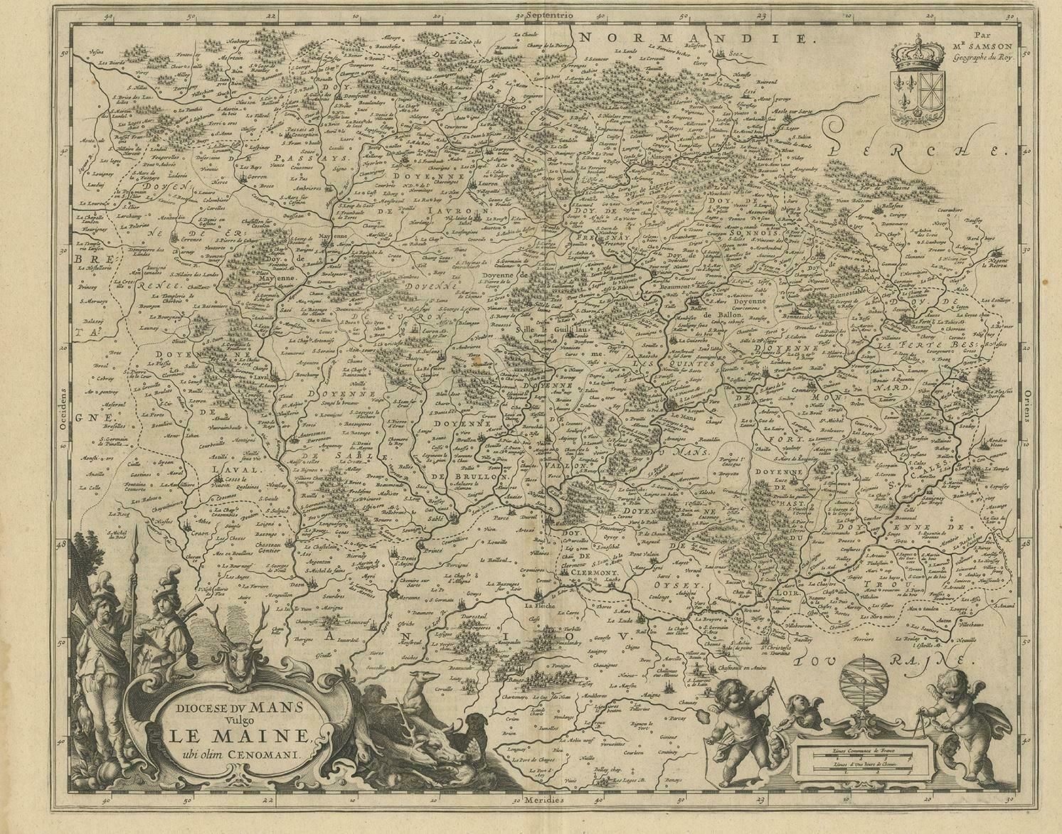 Antique Map Of The Region Of Maine By Janssonius, Circa 1650 photo furniture