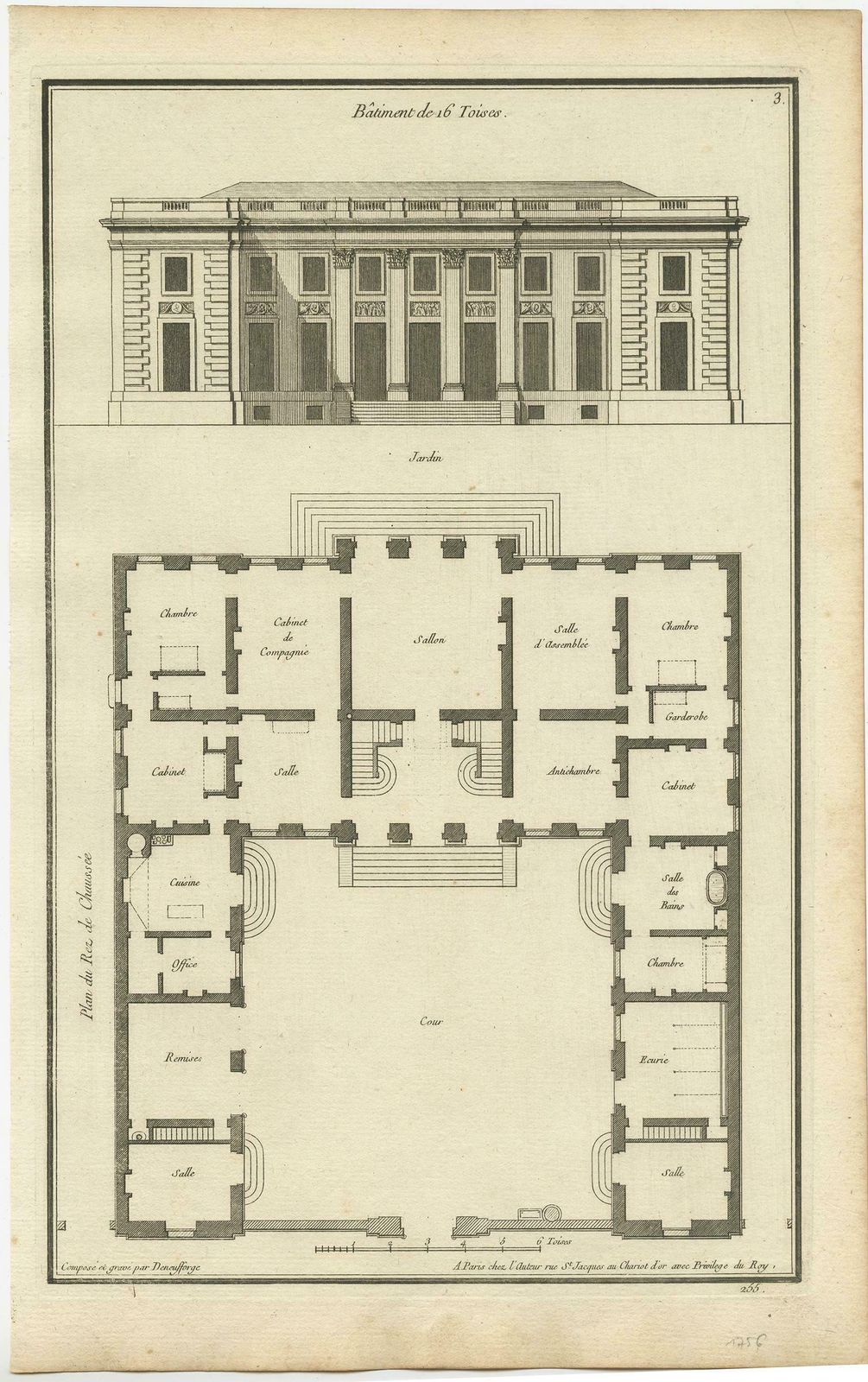 Set Of Four Antique Archicture Prints Of Various Building Plans And Facades photo furniture