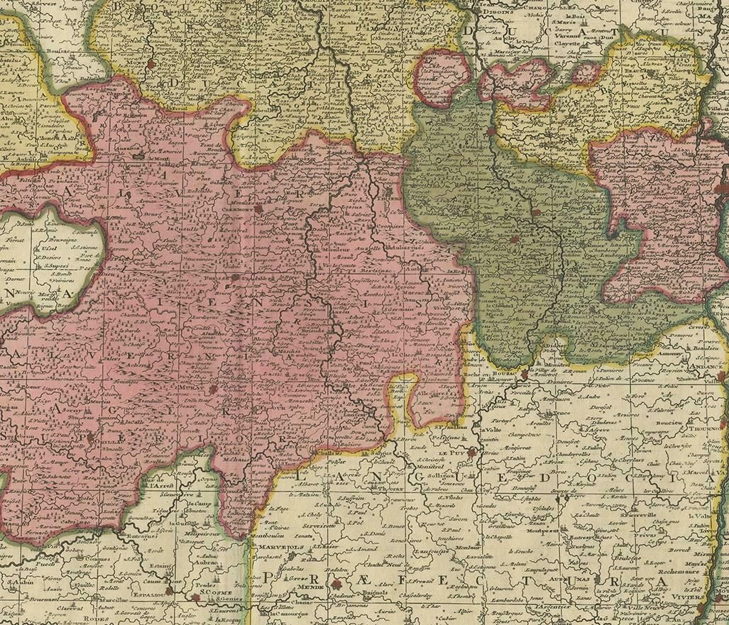 Antique Map Of The Auvergne Rhône Alpes Region Of France By Valk, Circa 1730 photo Art
