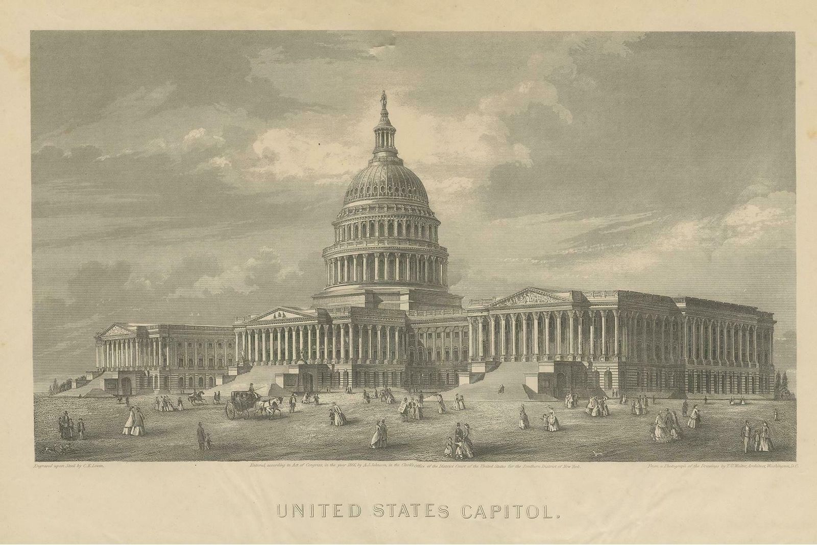 Antique Print Of The United States Capitol By Johnson '1872' photo furniture