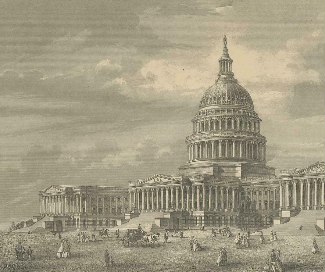 Antique Print Of The United States Capitol By Johnson '1872' photo for sale