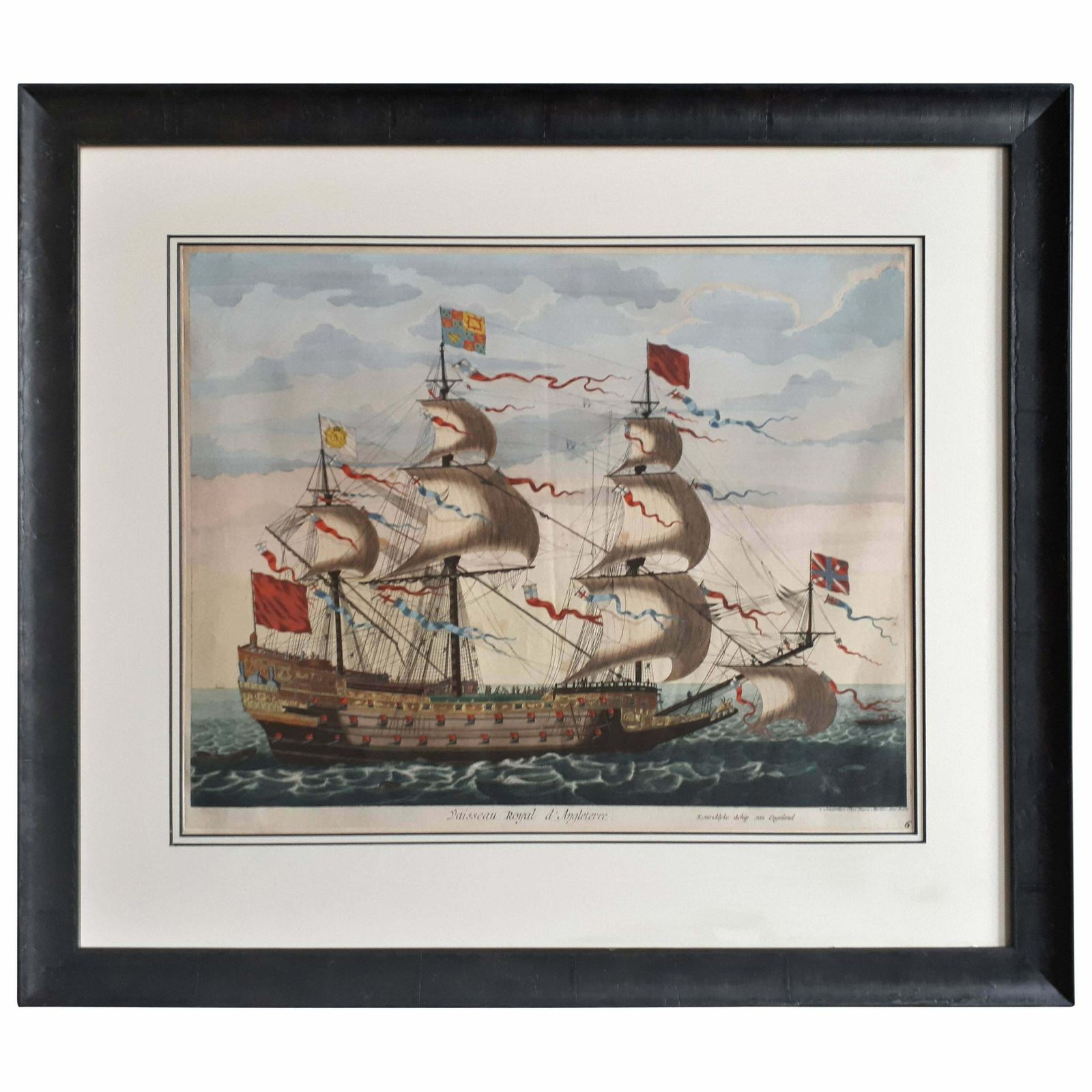 Antique Print Of The Royal Flagship Of The English Fleet By P. Mortier, C.1693