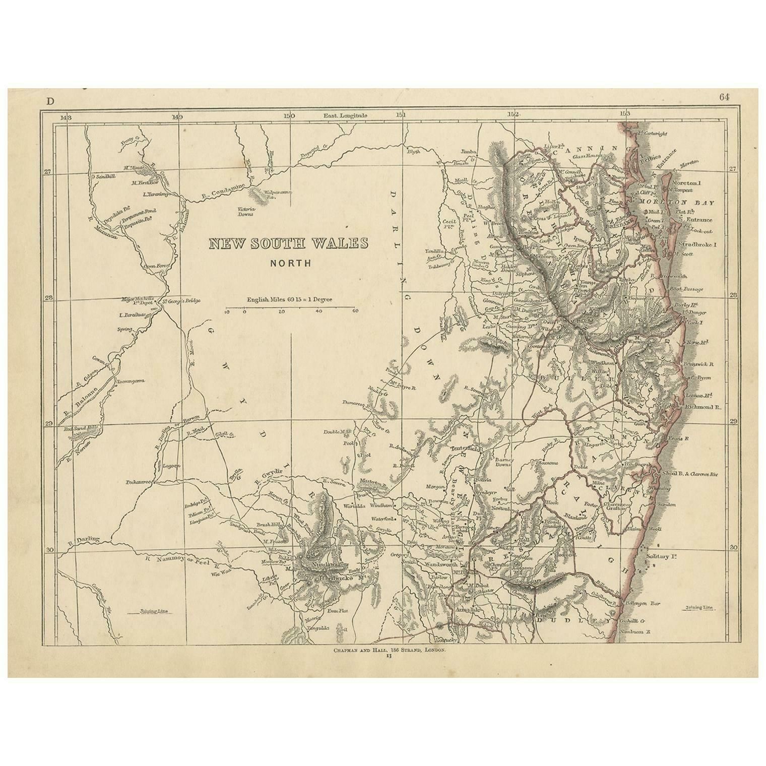 Antique Map Of New South Wales By Lowry, '1852'
