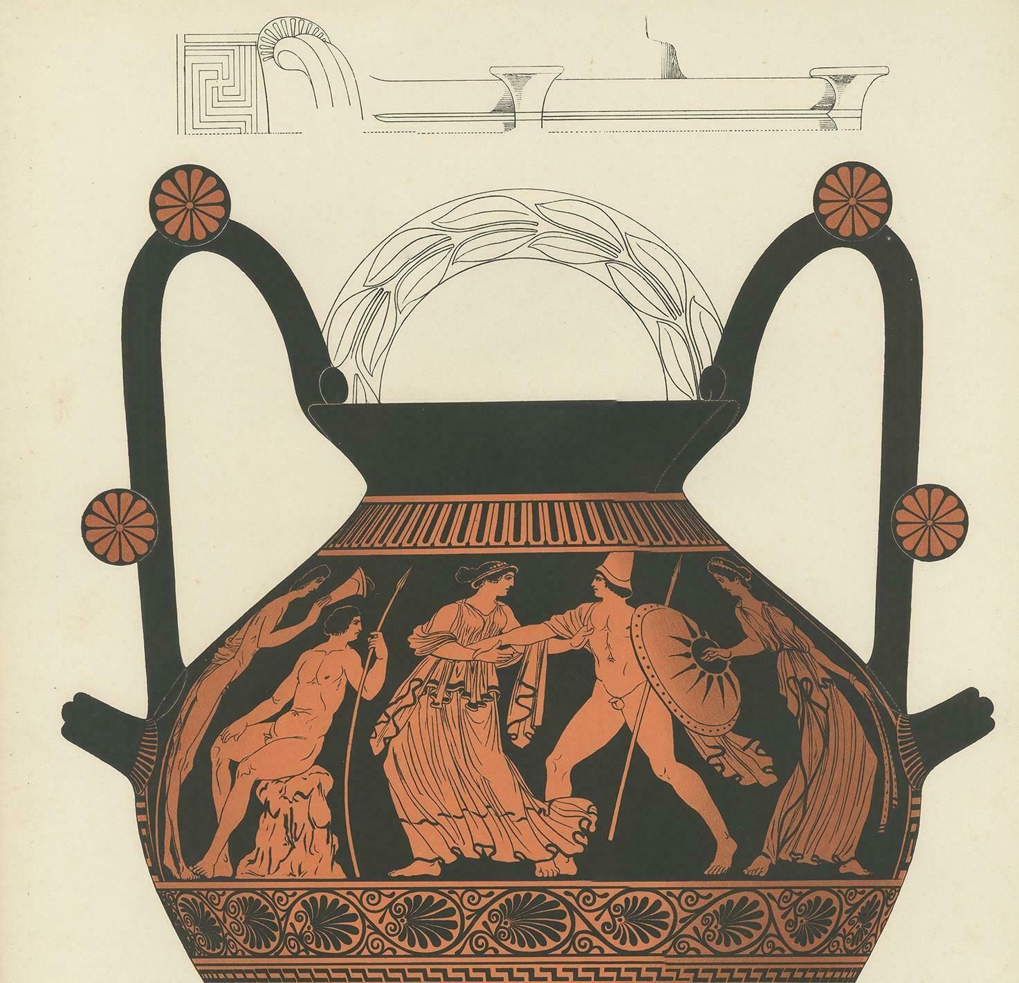 Antique Print Of Greek Ceramics 'Amphora' By Genick, '1883' photo for sale