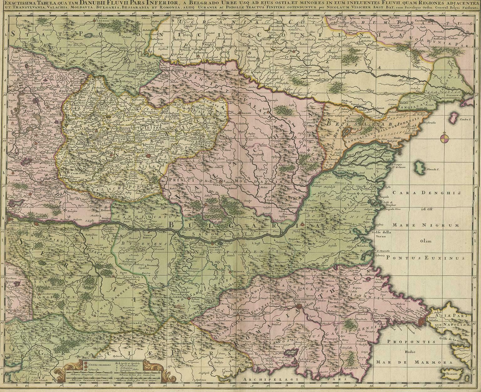 Antique Map Of Ukraine, Bulgaria, Romania, Servia & Surroundings By N. Visscher photo furniture