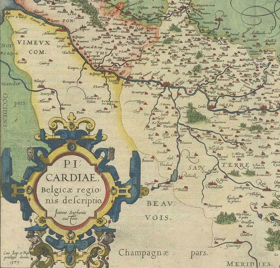 Antique Map Of The Picardy Region Of France By Ortelius, 'Circa 1590' photo Art