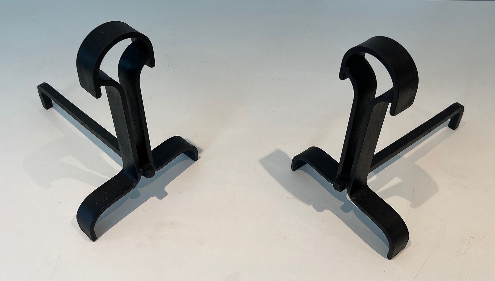 Pair Of Modernist Wrought Iron Andirons photo for sale