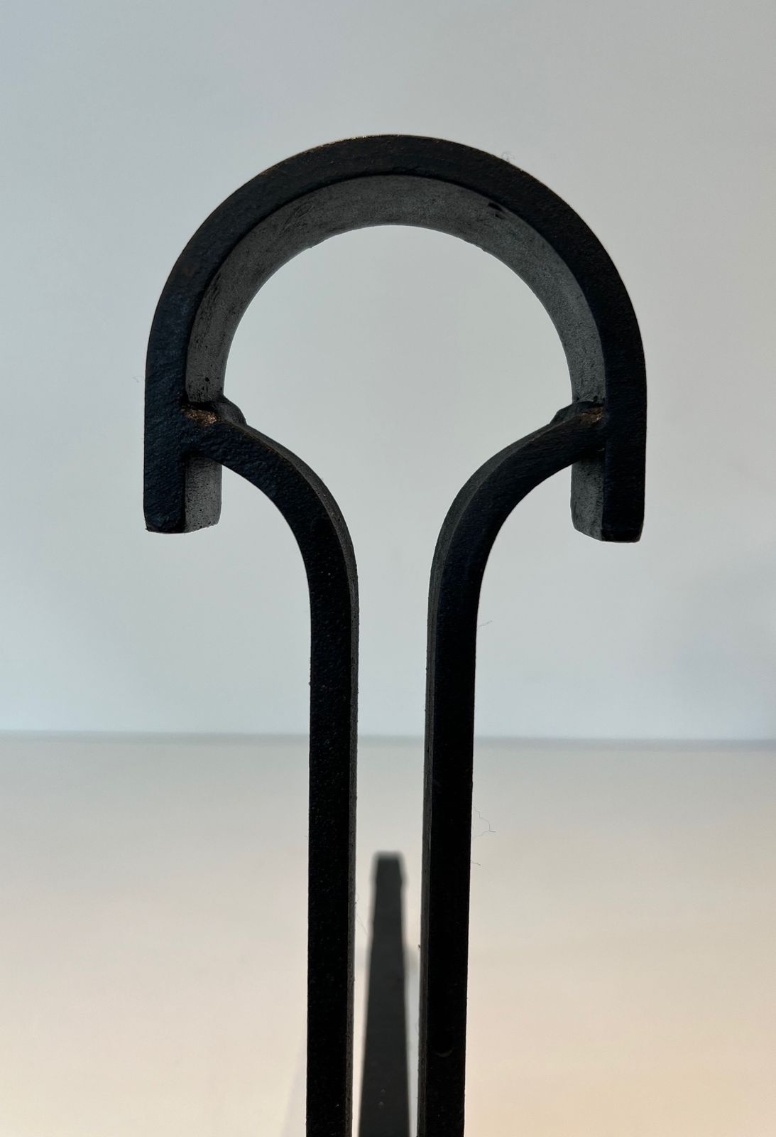 Pair Of Modernist Wrought Iron Andirons photo vintage