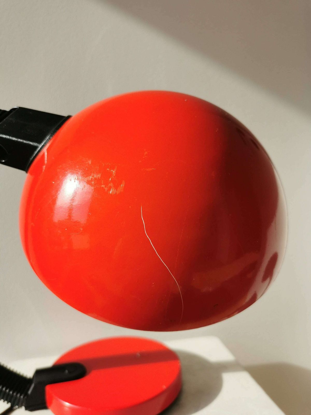 Vintage Red Desk Lamp With Snake Neck / Retro Mid Century Oslo Table Light / 1980s Metal Lamp Plastic Adjustable Neck photo Lighting