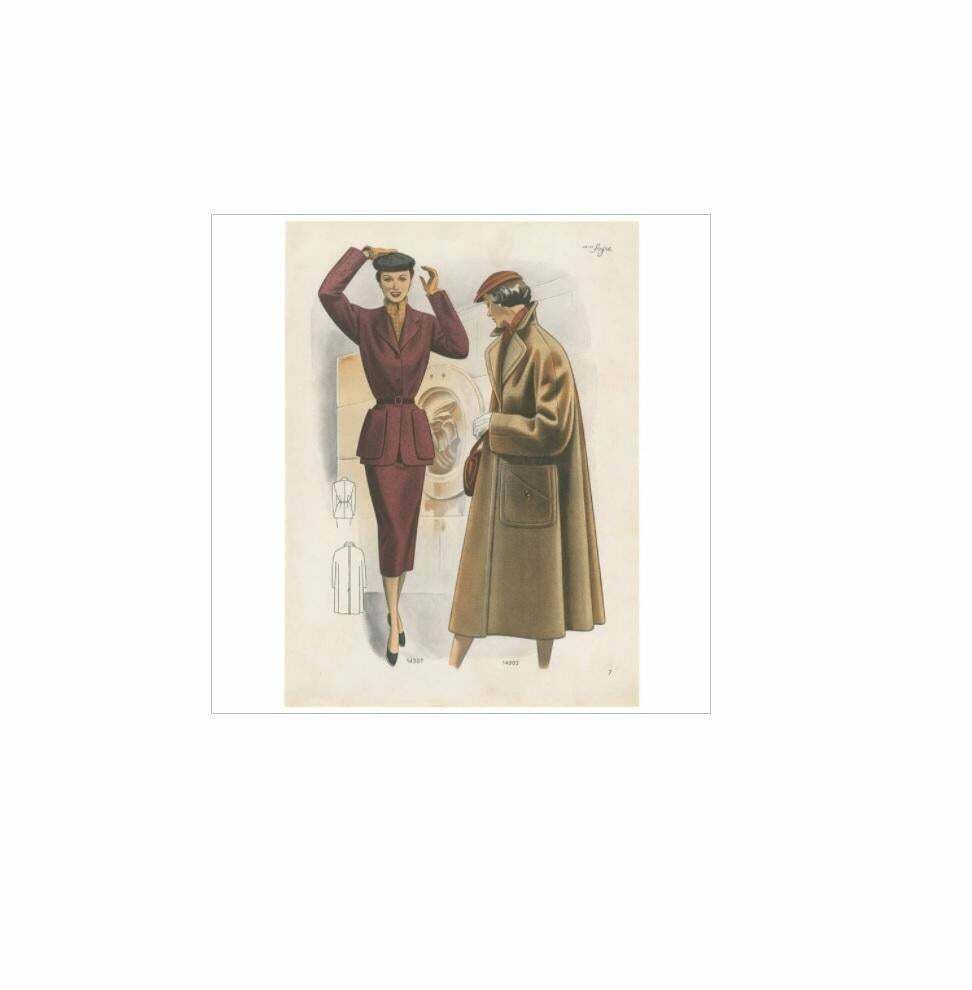 Decorative Vintage Fashion Print Published In Ladies‘ Styles, 1952 photo for sale