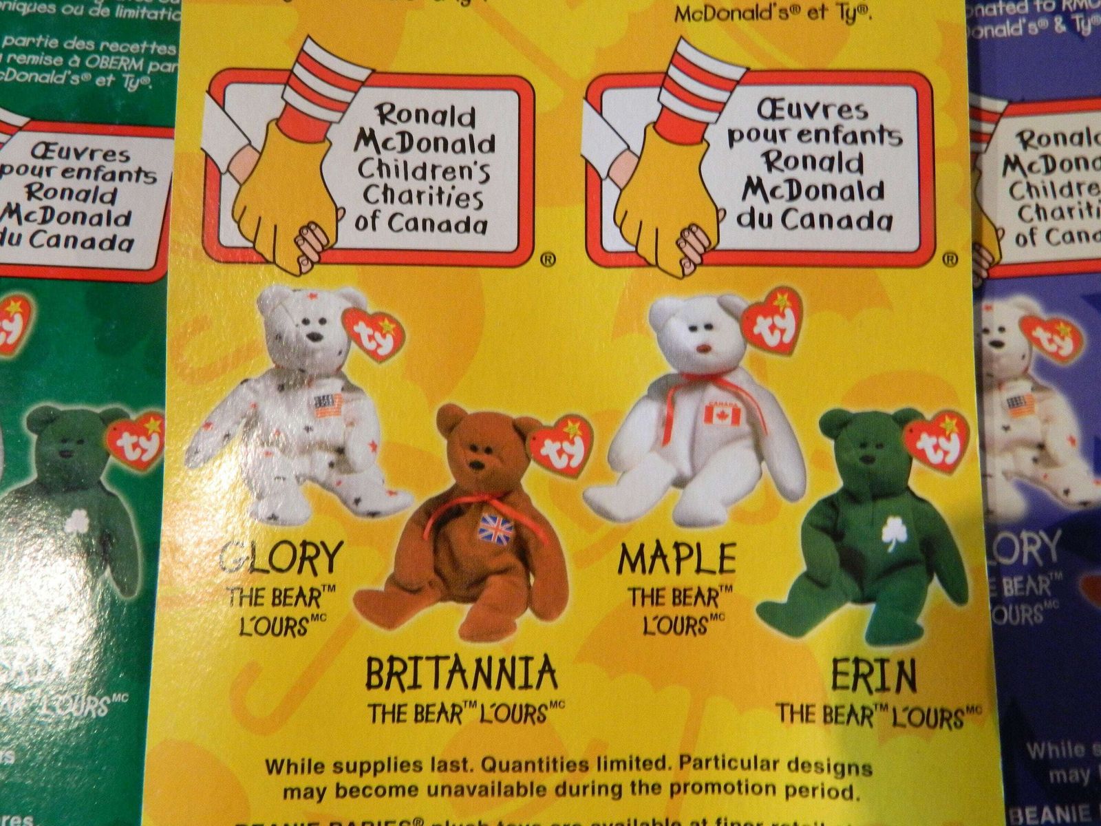 Ty International Mcdonalds Bears Set (1999) Teenie Beanies, Ty Beanie Babies, Gift For A Collector, Gift For A Girl, Mcdonald Toys, photo vintage