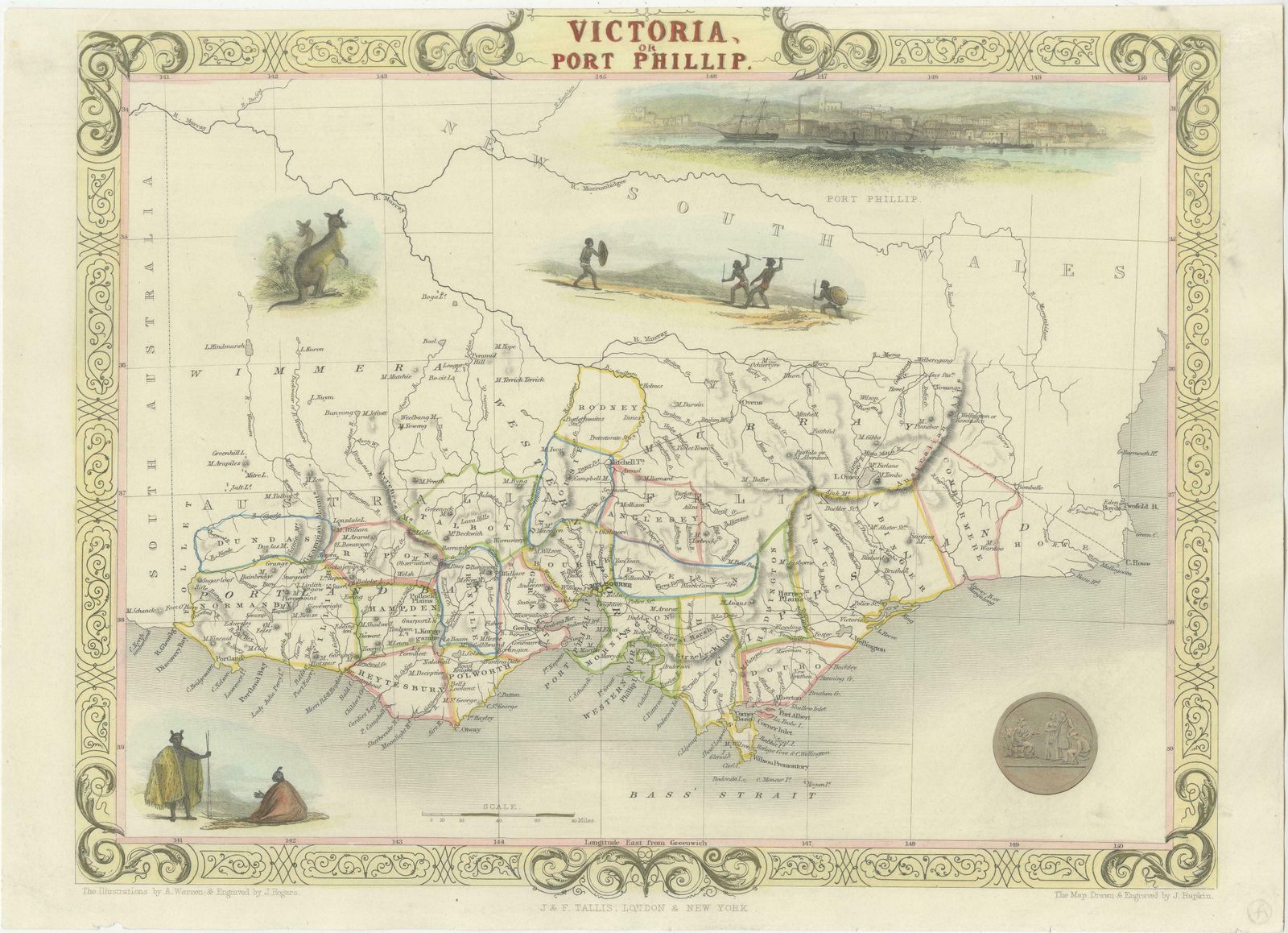 Antique Map Of Victoria, Or Port Phillip In Australia, Ca. 1850 photo furniture