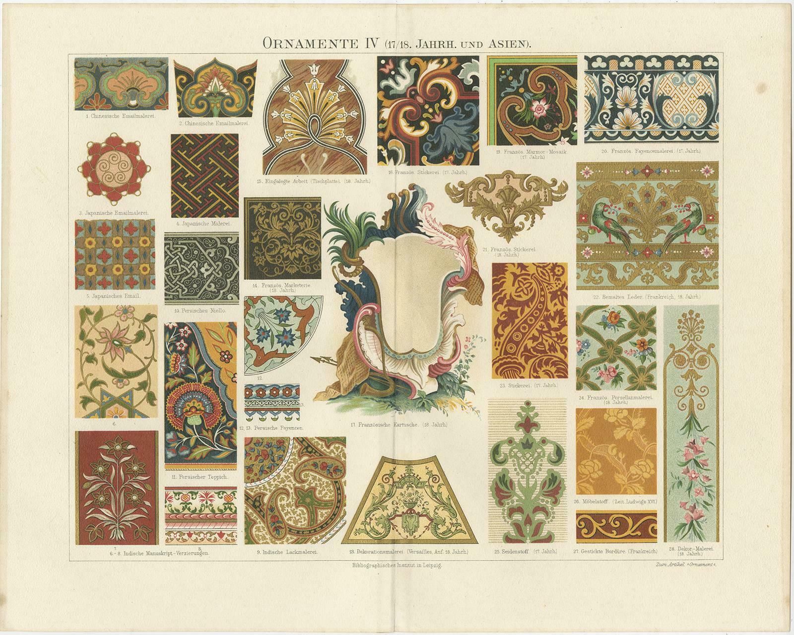 Set Of Four Antique Prints Of Various Ornaments By Meyer 'Circa 1897' photo Art