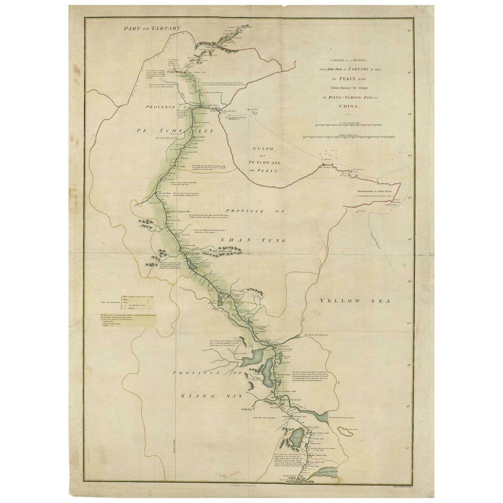 Antique Map Of The Journey From Zhe Hol In Tartary To Beijing And Hang Tchoo Foo