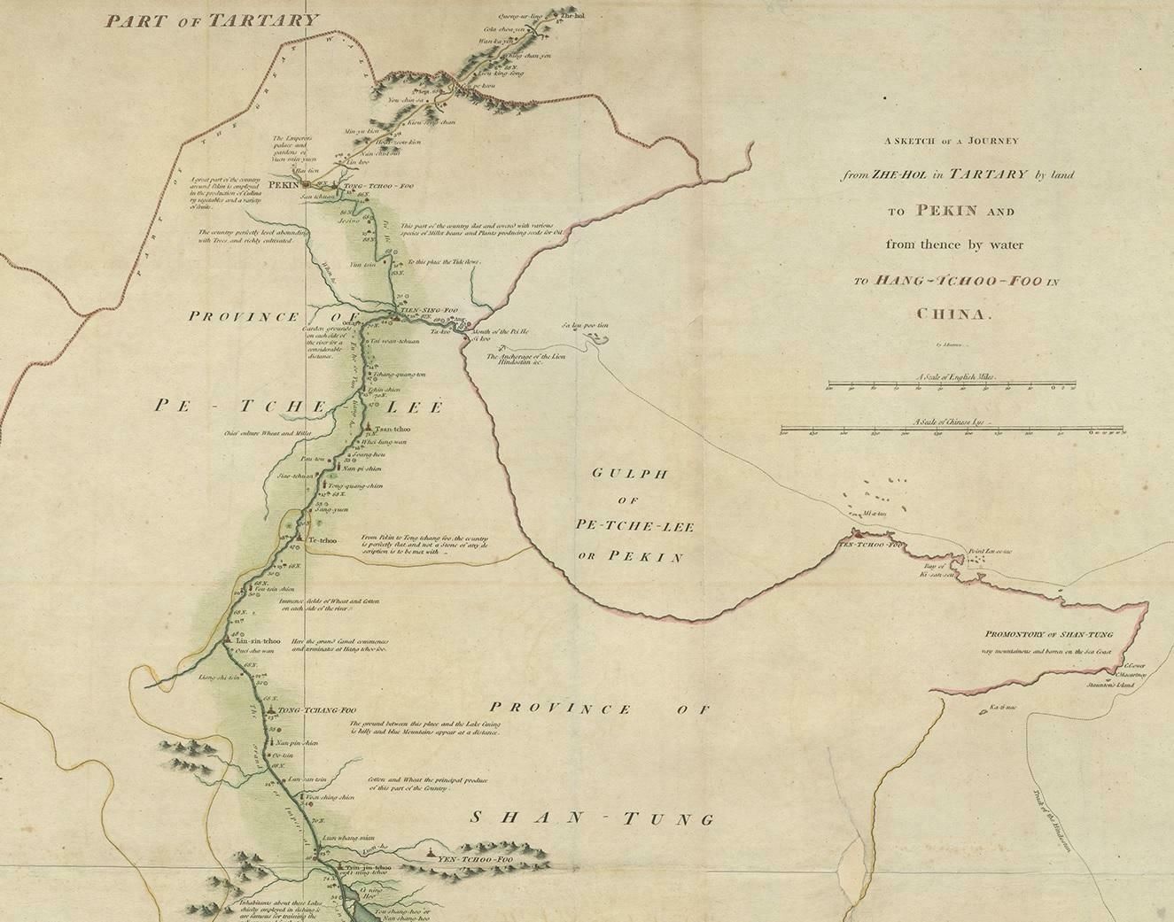 Antique Map Of The Journey From Zhe Hol In Tartary To Beijing And Hang Tchoo Foo photo for sale