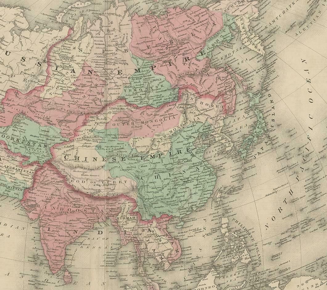 Antique Map Of Asia By Johnson, 1872 photo Art