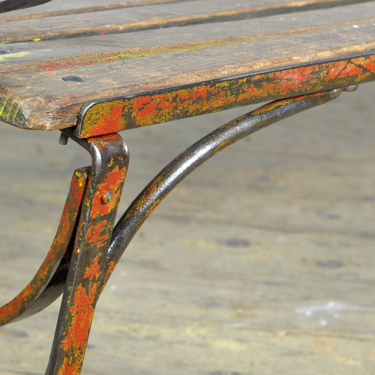 photo for sale Riveted Iron Park Bench 1920s, Vintage