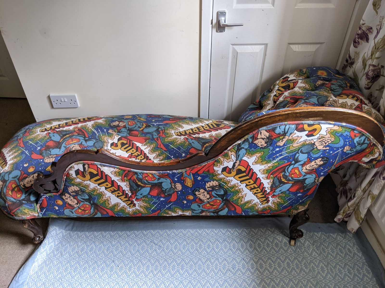 Victorian Chaise Longue 1970's Superman Fabric photo furniture