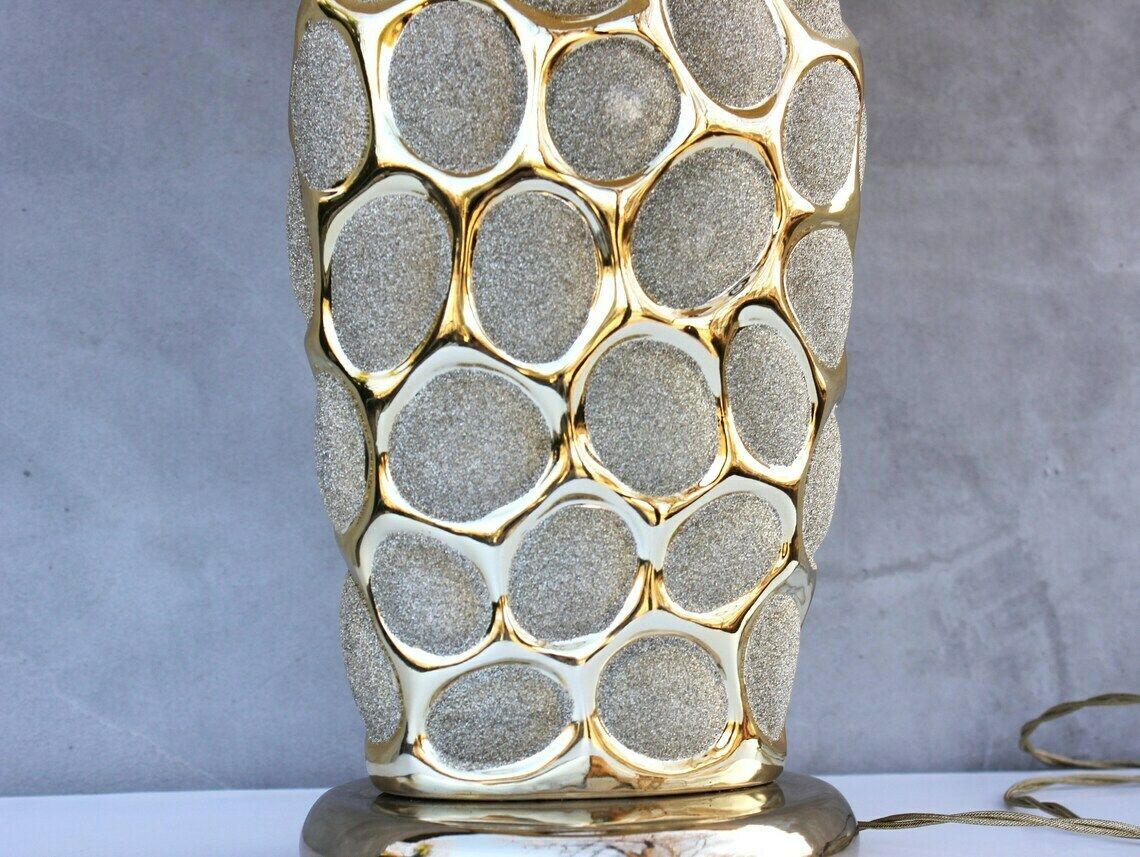 Table Lamp In Hollywood Regency Style  Large Single Accent Light  Living Room Lighting photo vinterior