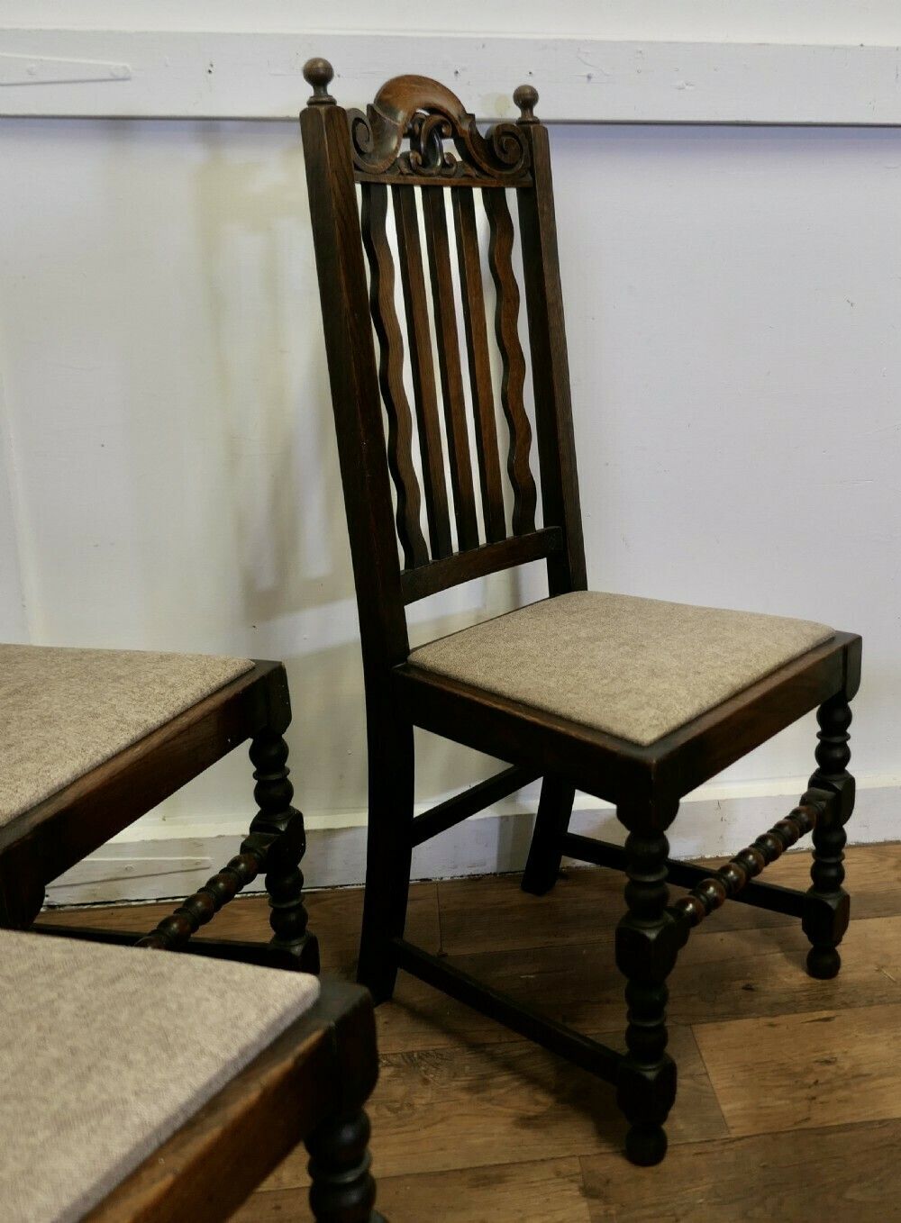 Furniture Set Of 6 19th Century Country House Oak Dining Chairs photo