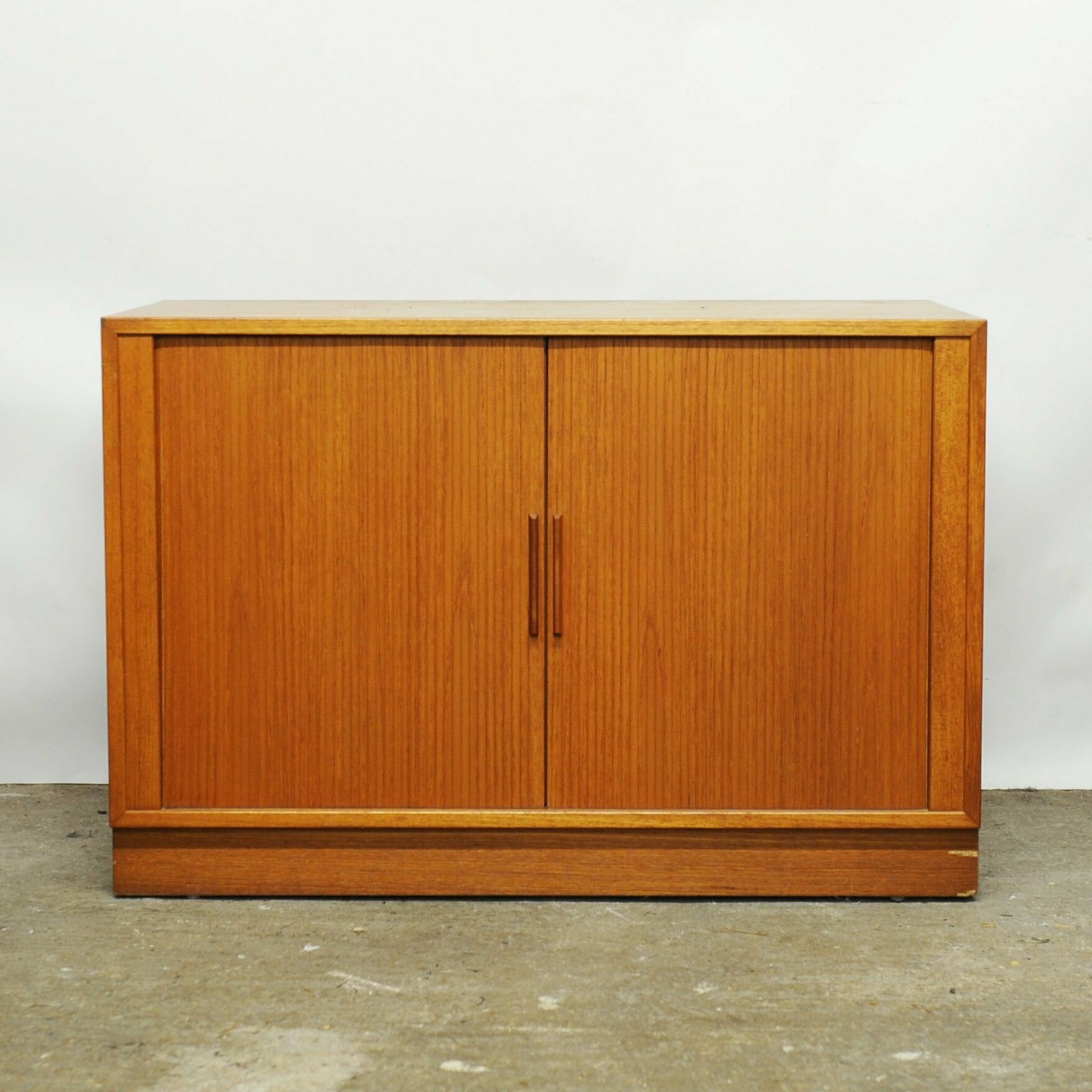 Teak Tambour Door Record Cabinet By Kai Kristiansen, 1960s photo for sale