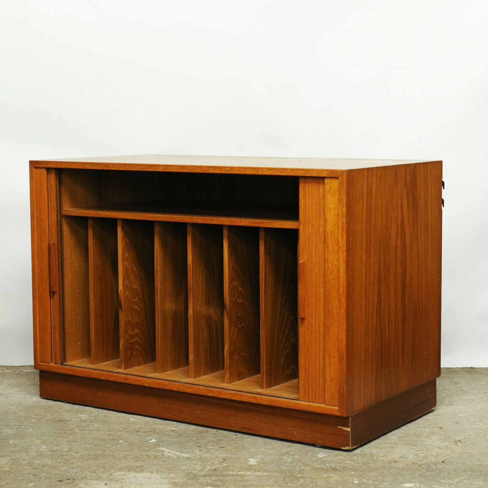 Teak Tambour Door Record Cabinet By Kai Kristiansen, 1960s photo Furniture