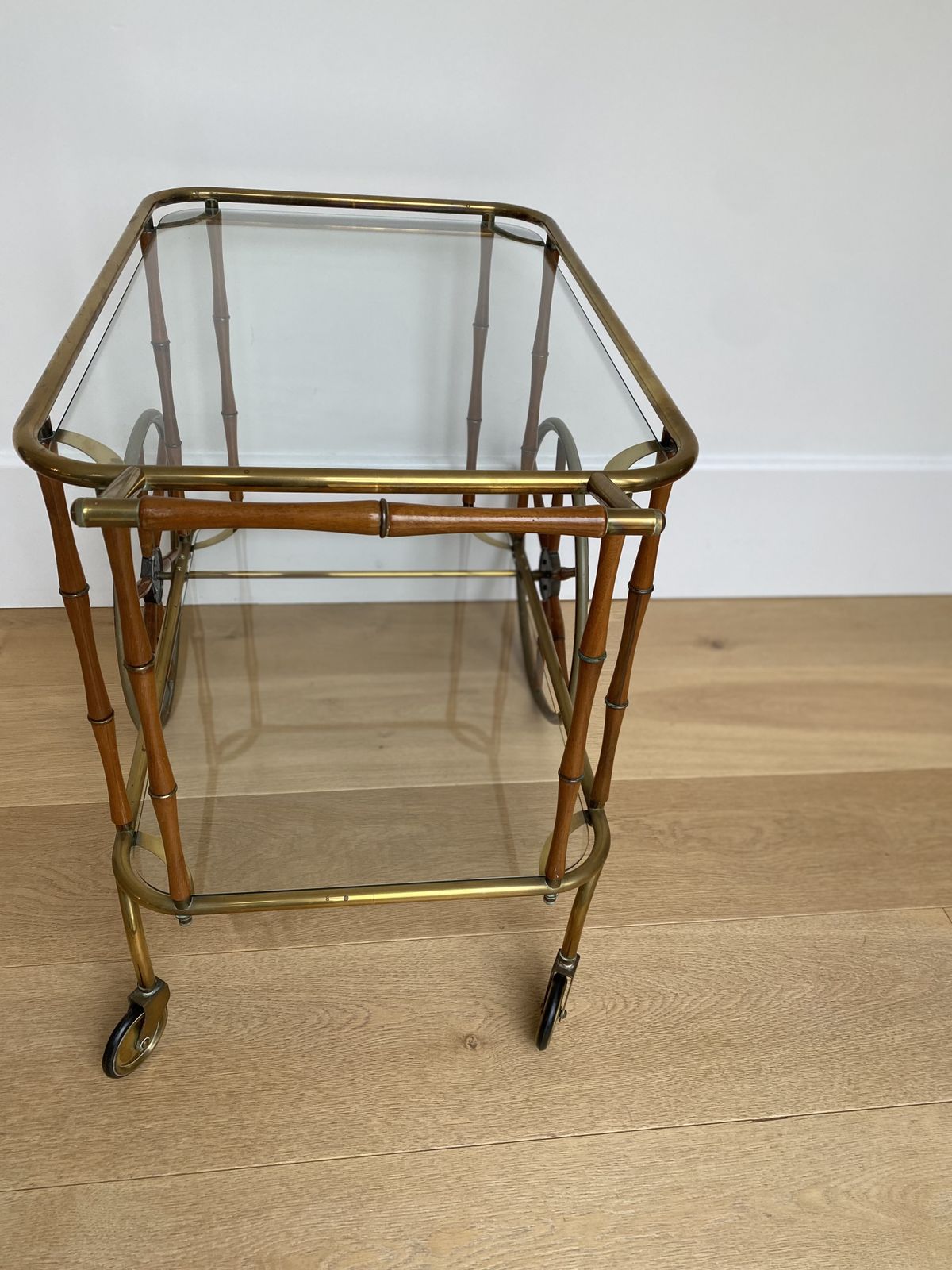 A Rare 20th Century C1970 Faux Bamboo And Brass Drinks Trolley Attributed To Maison Jansen photo furniture