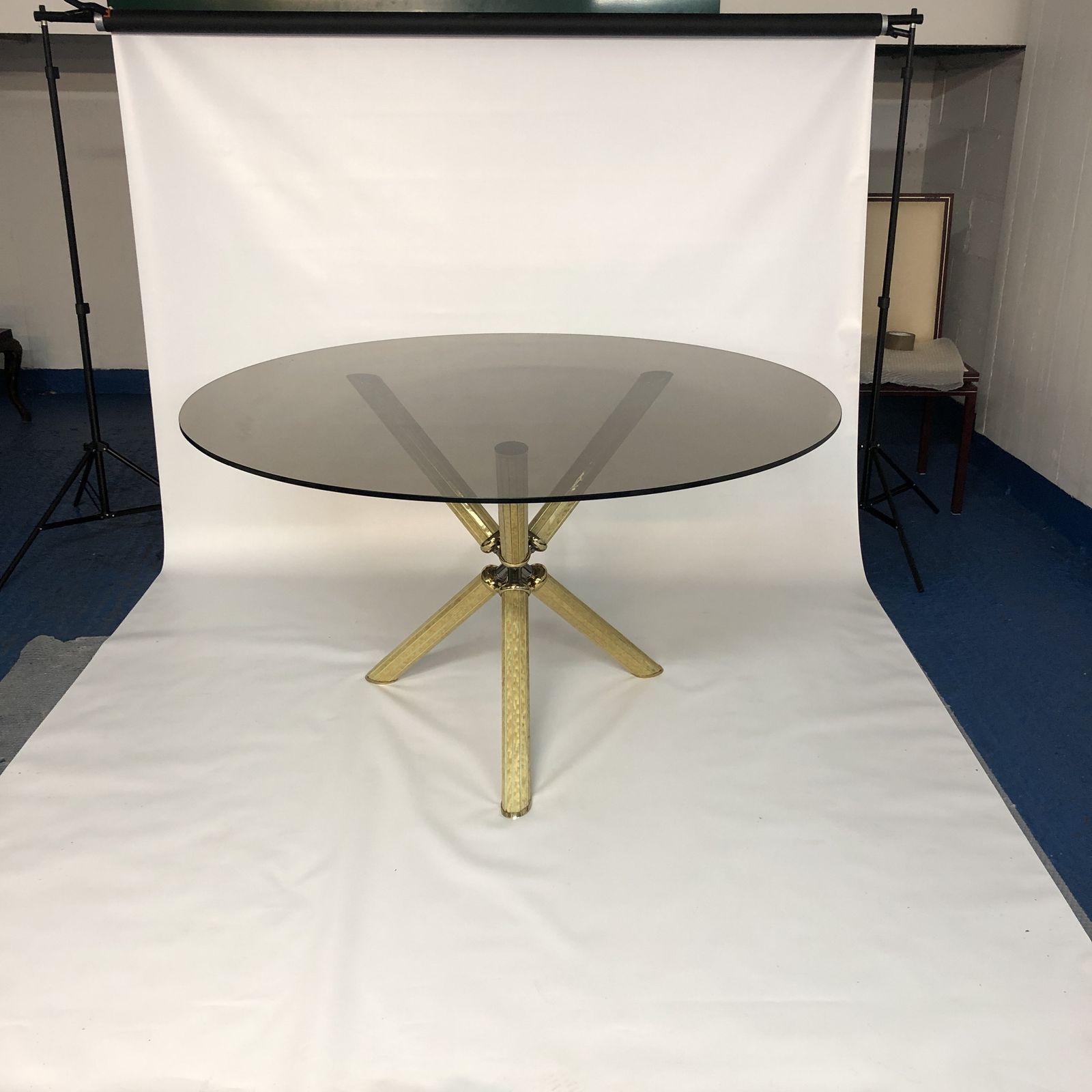 Studio Smania Maple Eye Glass Round Brass Dining Table Mid Century Modern 1970s photo 1990.0