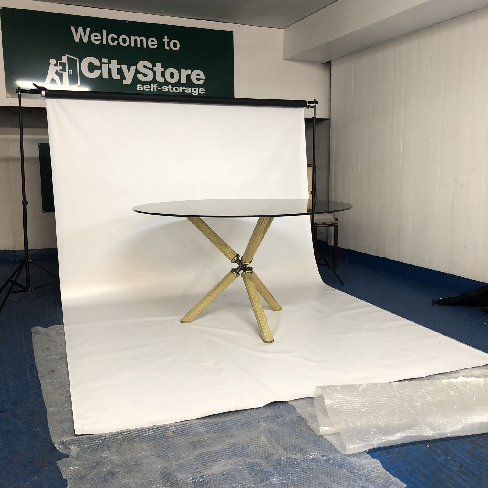photo for sale Studio Smania Maple Eye Glass Round Brass Dining Table Mid Century Modern 1970s