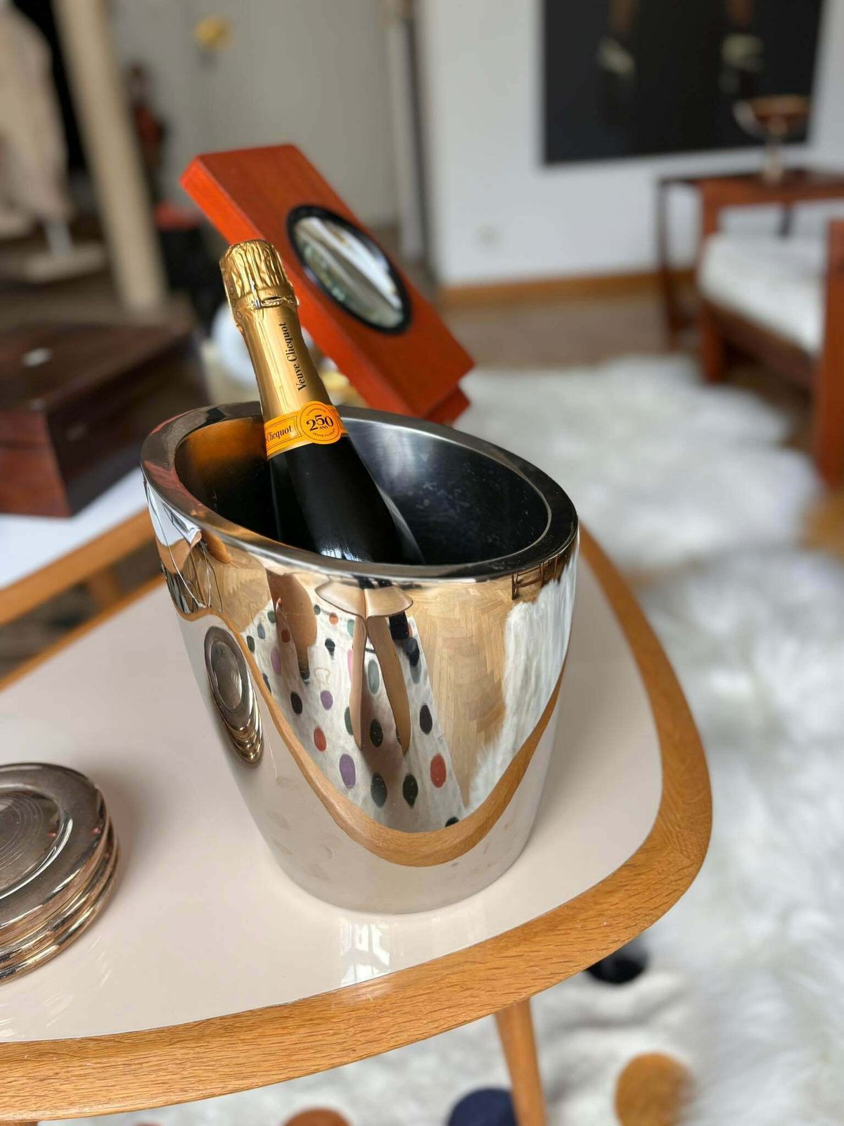 photo furniture Champagne Bucket Jean Couzon France Mid Century Stainless Steel Heavy Excellent Quality Wine Cooler Ice Bucket Bar Cart Wedding Gift