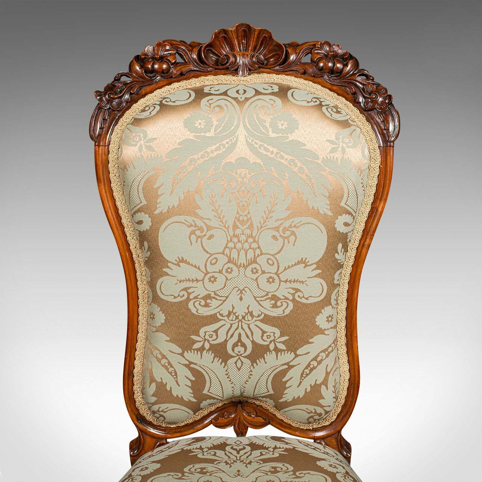Antique Drawing Room Chair, English, Walnut, Ladies, Side Seat, Early Victorian photo vintage