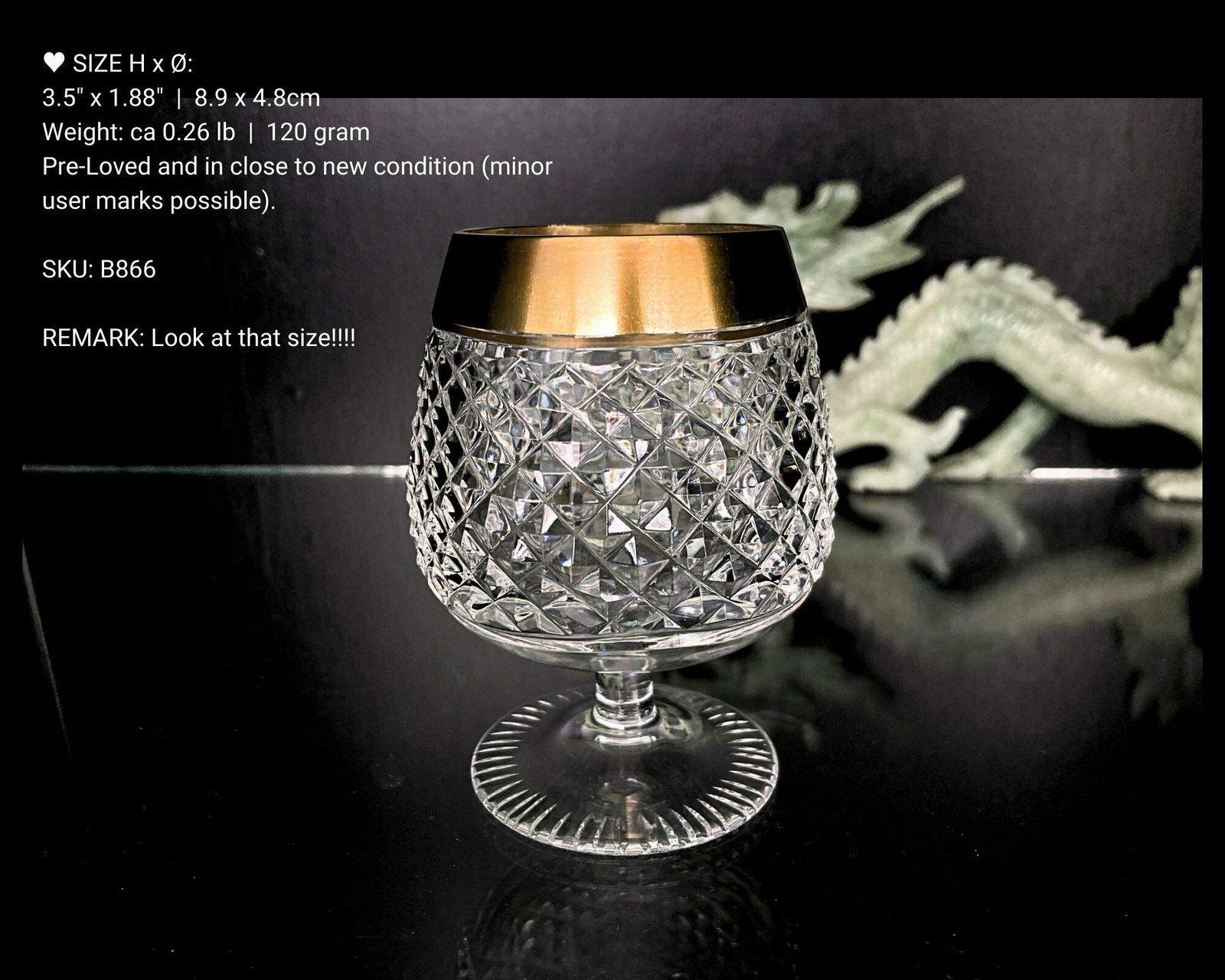 Kristallen Cognacglazen Klein | 6 Stuks Proefglazen | Diamantsnede | 24k Goud | Ca. Jaren 1950 photo Woonaccessoires