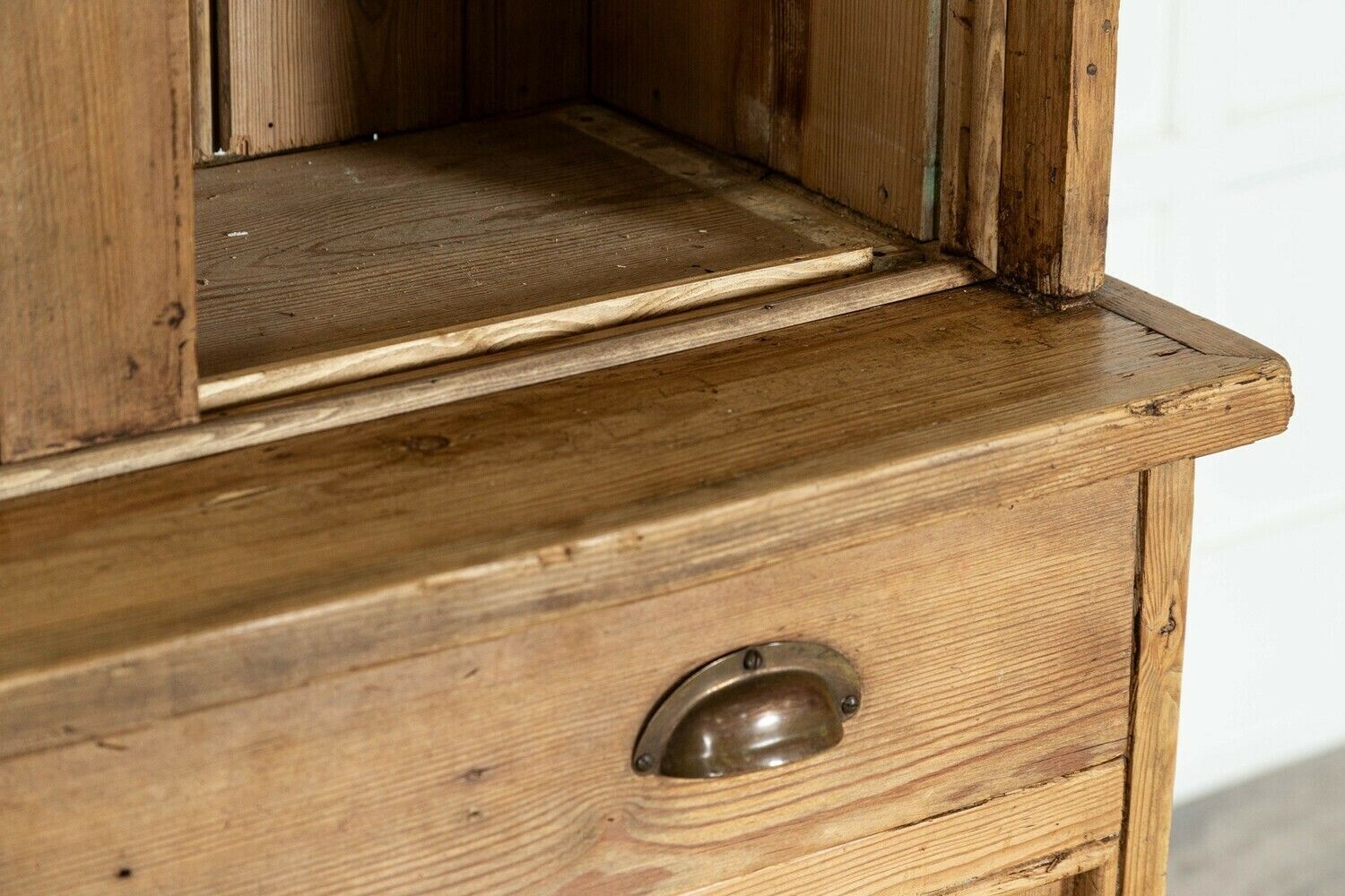 Furniture Large English Pine Glazed Dresser photo
