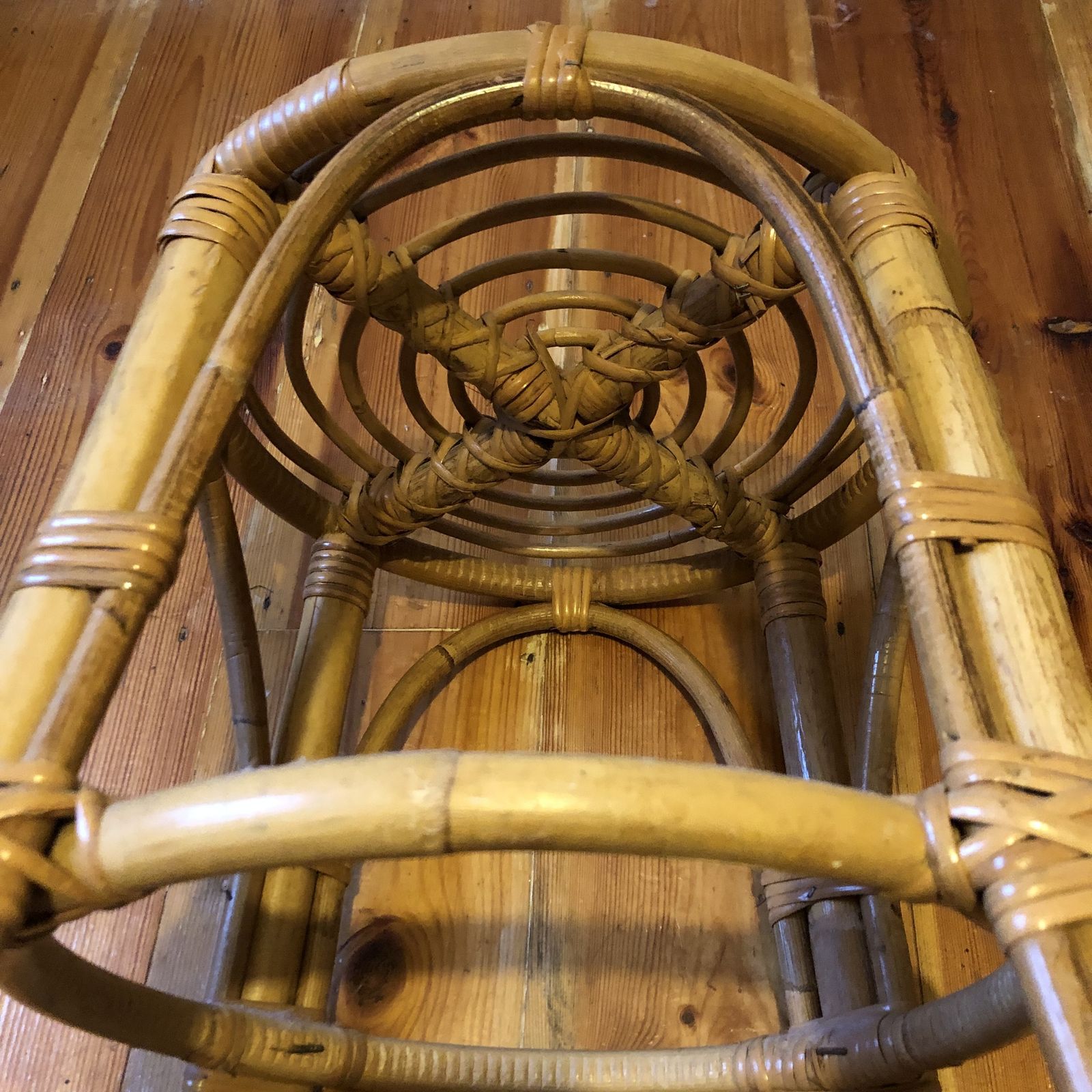 Vintage Bamboo And Bentwood Foot Stool 1980s photo furniture