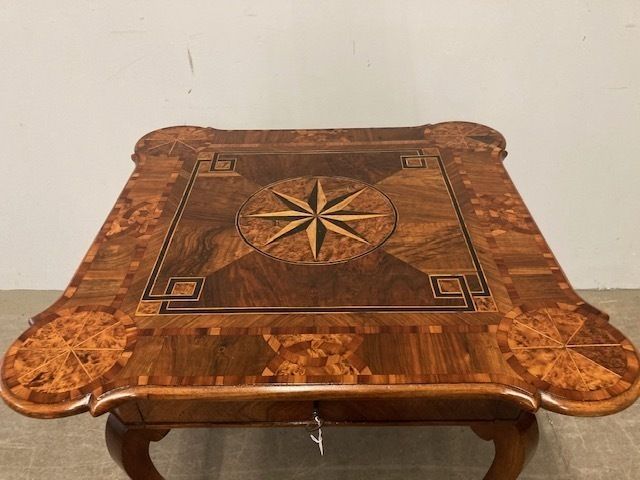 Ancient Sensational Rolo Inlaid Gaming Table From The End Of The 18th Century photo Furniture
