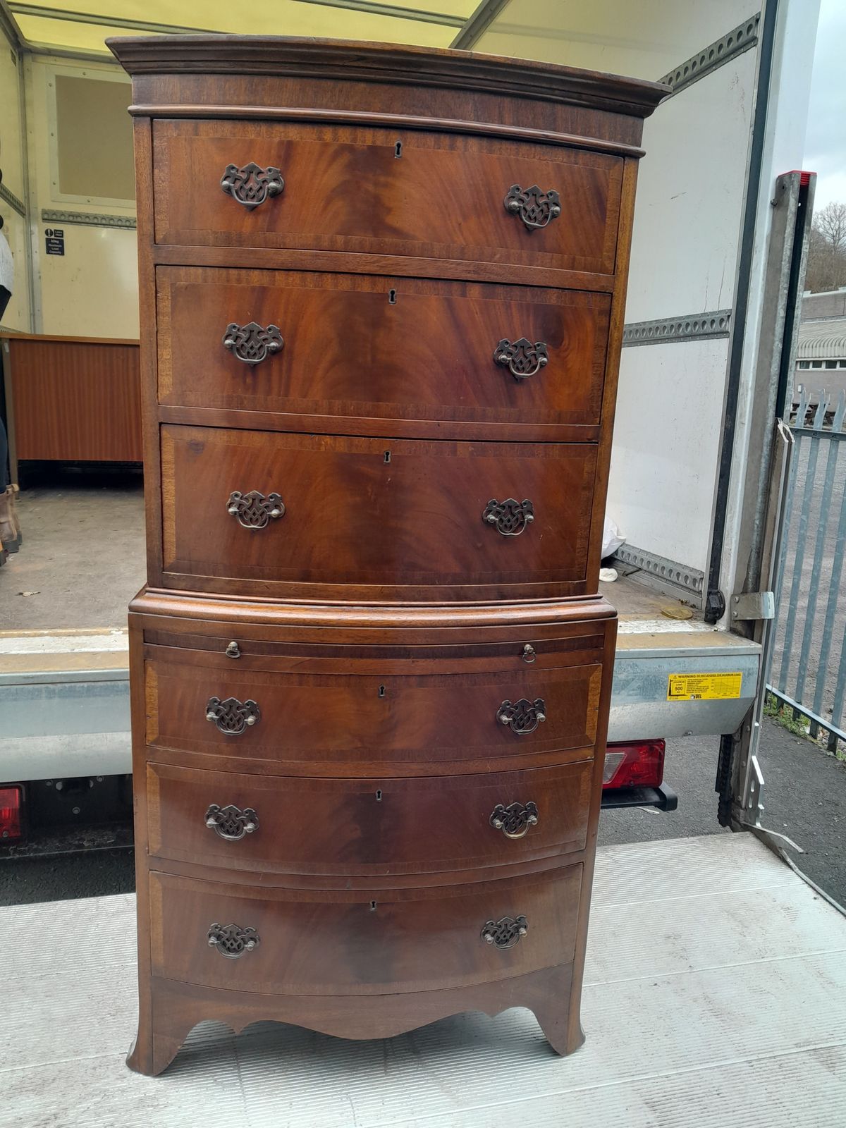 18th Century Bow Fronted Mahogany 6 Chest Drawers Tallboy photo furniture