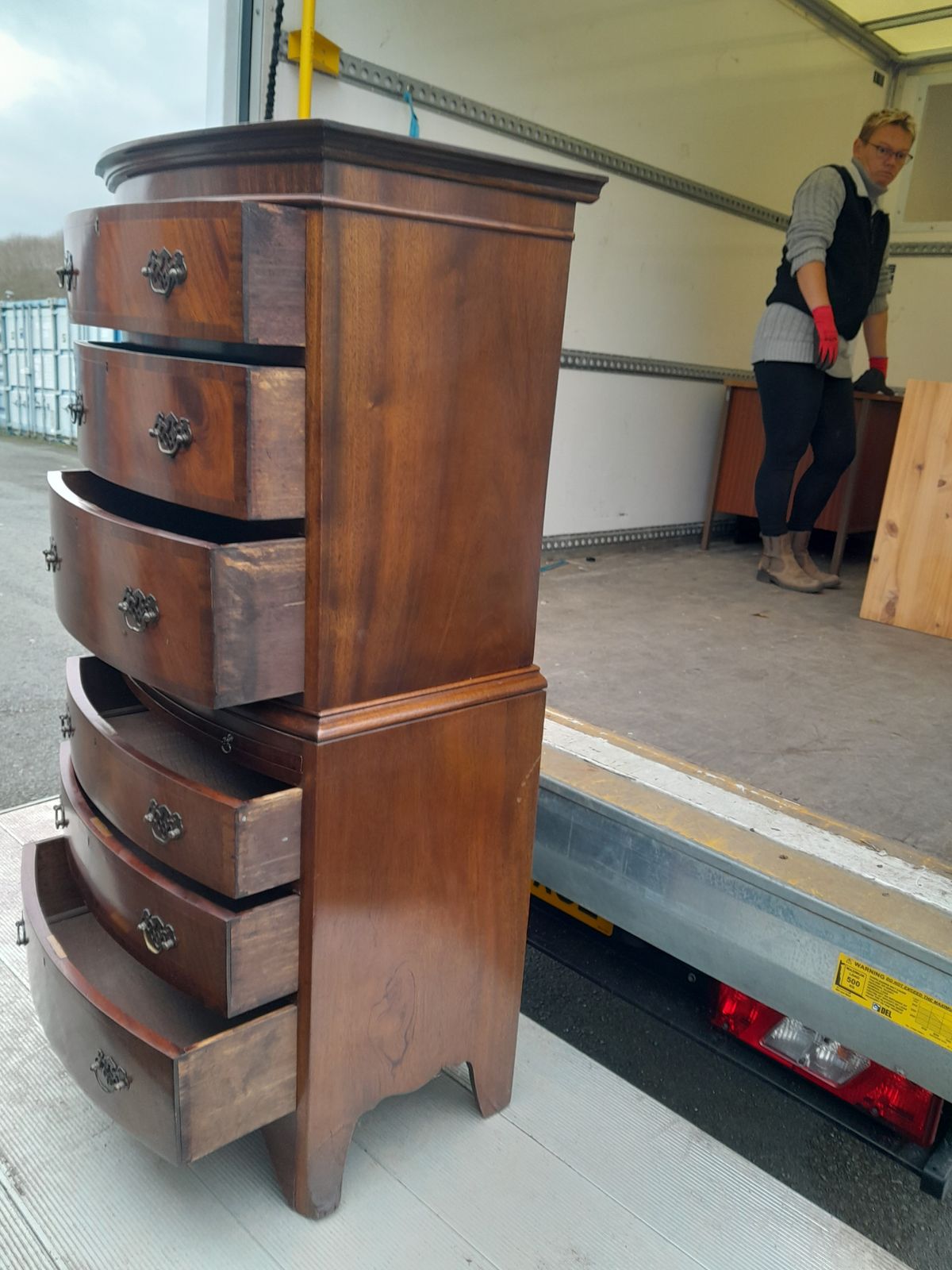 18th Century Bow Fronted Mahogany 6 Chest Drawers Tallboy photo for sale