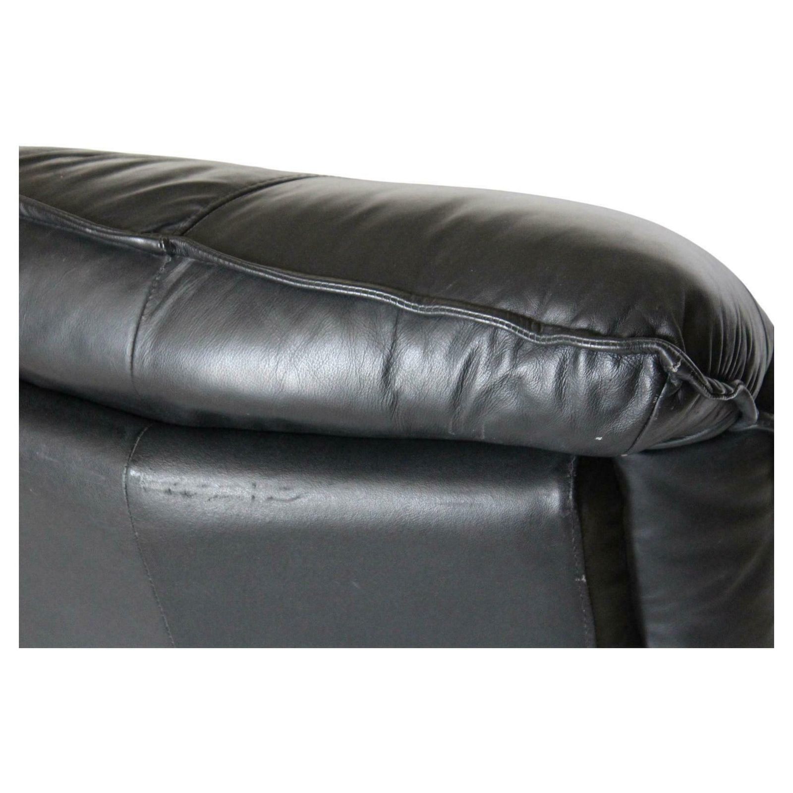 photo for sale Large Post Modern Black Leather Armchair, Nicoletti Salotti For Avanti, Italy 1980